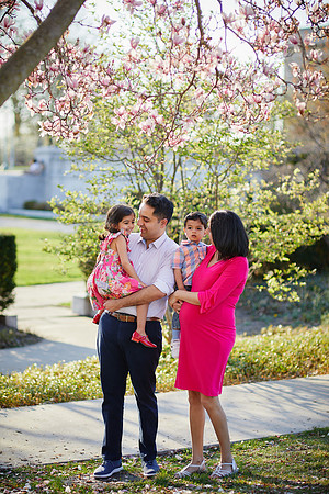 The S Family: Spring Cherry Blossom Portrait Session at Wade Lagoon in Cleveland