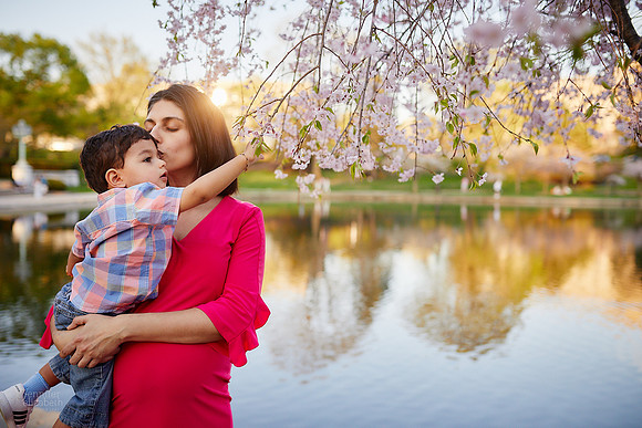 The S Family: Spring Cherry Blossom Portrait Session at Wade Lagoon in Cleveland