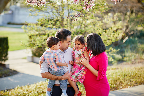 The S Family: Spring Cherry Blossom Portrait Session at Wade Lagoon in Cleveland