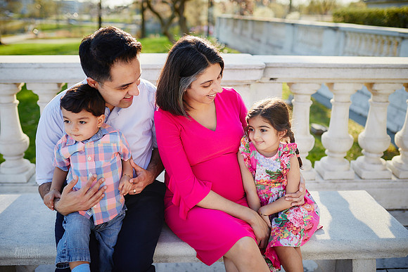 The S Family: Spring Cherry Blossom Portrait Session at Wade Lagoon in Cleveland