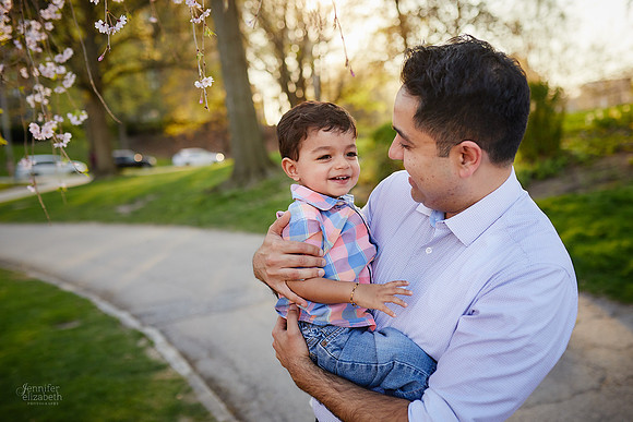 The S Family: Spring Cherry Blossom Portrait Session at Wade Lagoon in Cleveland