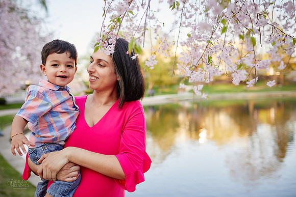 The S Family: Spring Cherry Blossom Portrait Session at Wade Lagoon in Cleveland