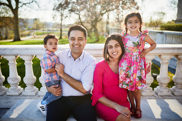 The S Family: Spring Cherry Blossom Portrait Session at Wade Lagoon in Cleveland