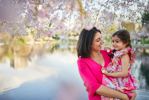 The S Family: Spring Cherry Blossom Portrait Session at Wade Lagoon in Cleveland