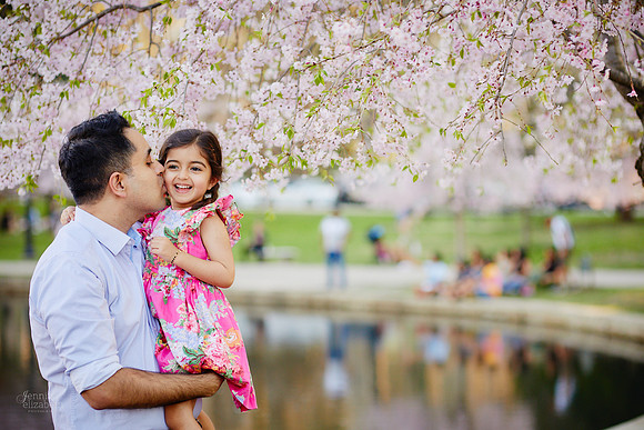The S Family: Spring Cherry Blossom Portrait Session at Wade Lagoon in Cleveland