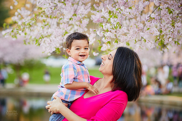 The S Family: Spring Cherry Blossom Portrait Session at Wade Lagoon in Cleveland