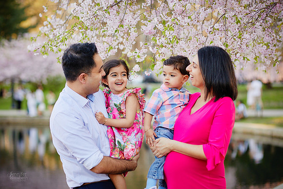 The S Family: Spring Cherry Blossom Portrait Session at Wade Lagoon in Cleveland