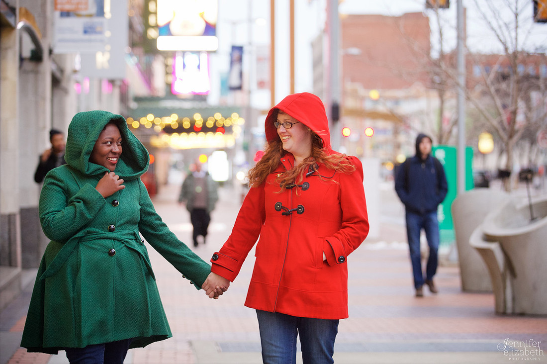 Liz and Christina: Downtown Cleveland Engagement Session