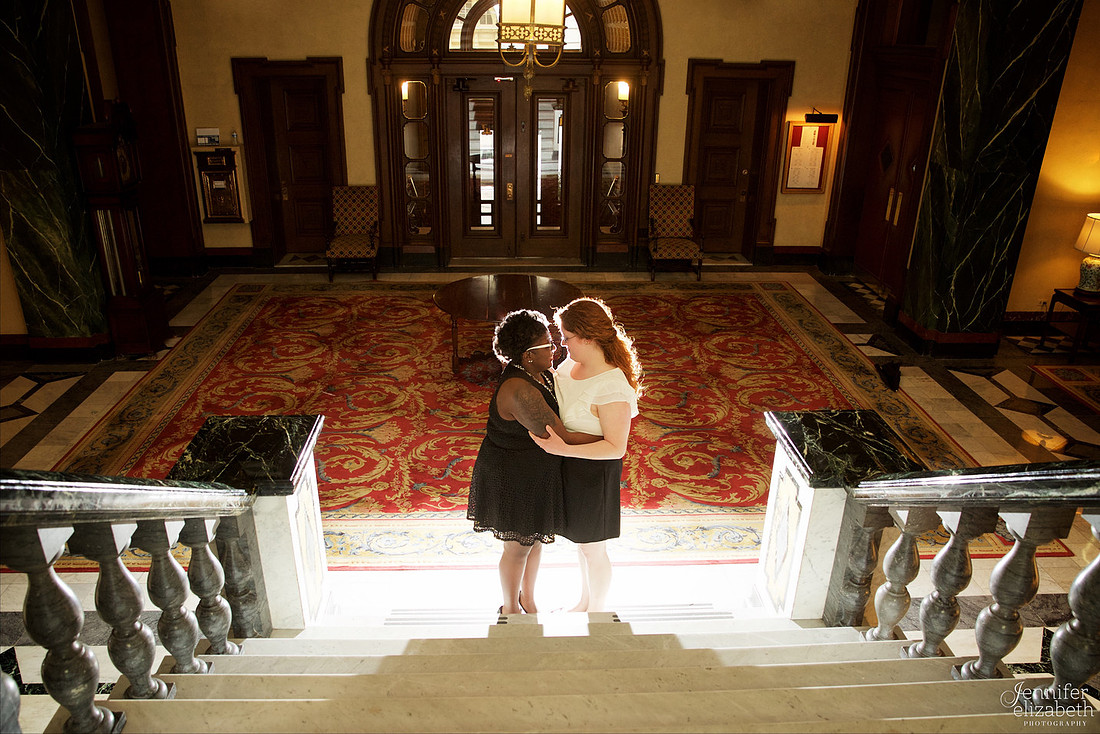 Liz and Christina: Downtown Cleveland Engagement Session