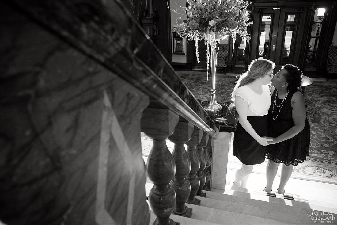 Liz and Christina: Downtown Cleveland Engagement Session