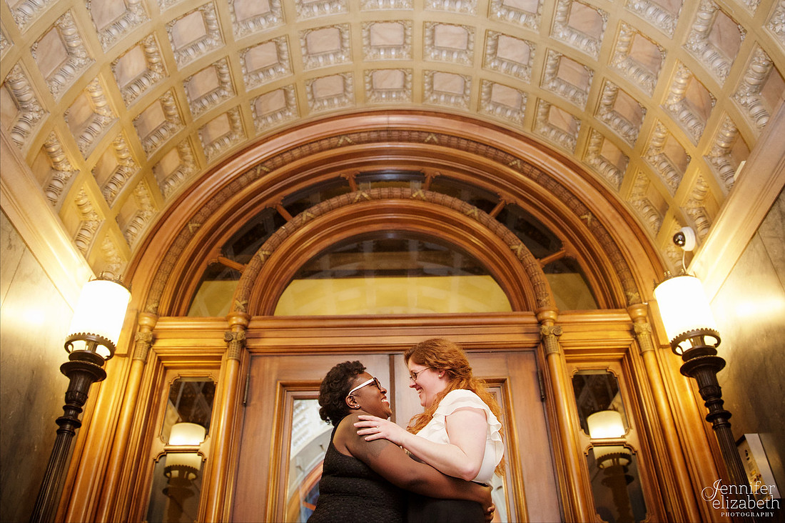 Liz and Christina: Downtown Cleveland Engagement Session