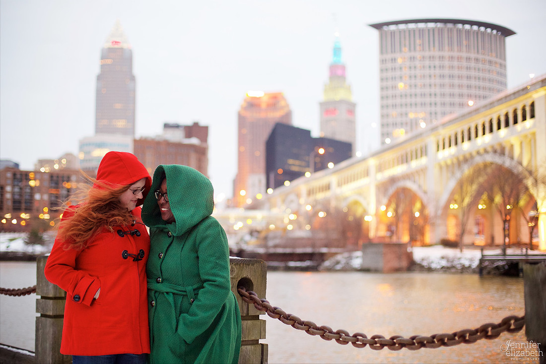 Liz and Christina: Downtown Cleveland Engagement Session