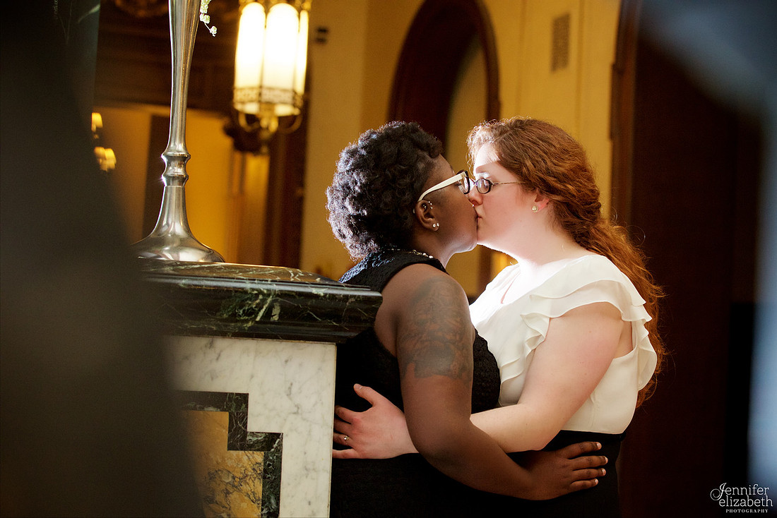 Liz and Christina: Downtown Cleveland Engagement Session