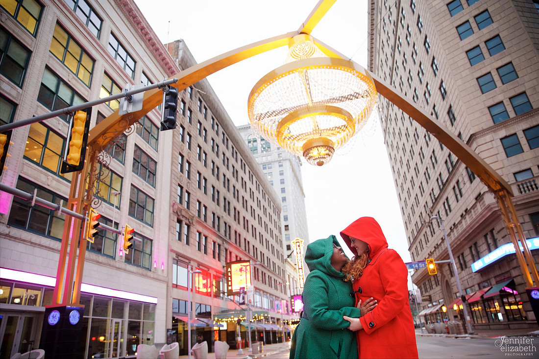 Liz and Christina: Downtown Cleveland Engagement Session