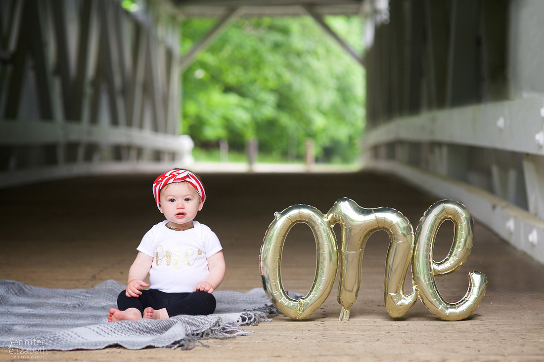 Margot's One Year Portrait Session at Everett Road Covered Bridge