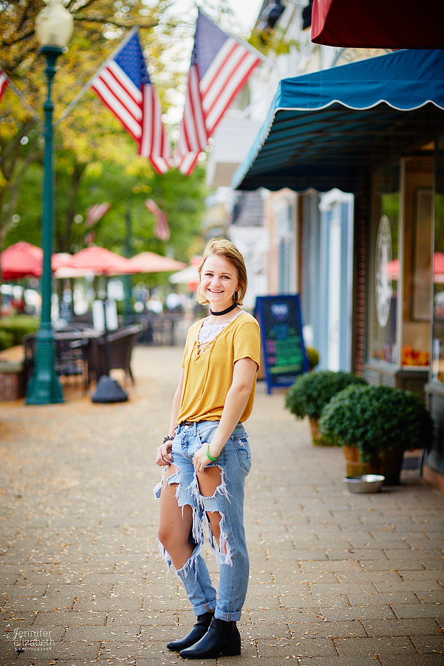 Katie: Senior Portrait Session in Old Worthington and at Nationwide Arena