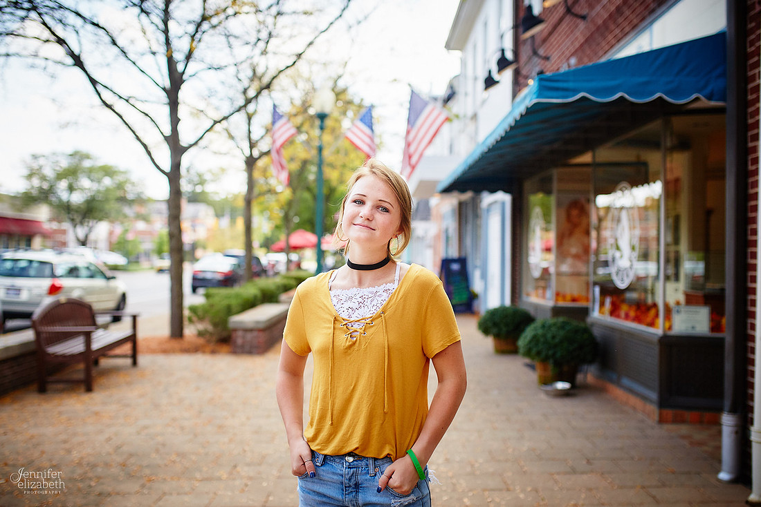 Katie: Senior Portrait Session in Old Worthington and at Nationwide Arena
