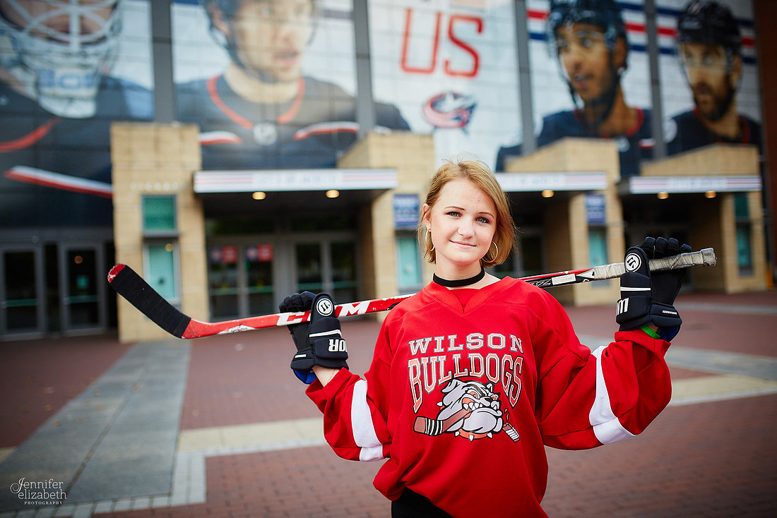Katie: Senior Portrait Session in Old Worthington and at Nationwide Arena