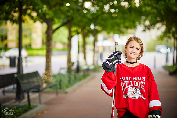 Katie: Senior Portrait Session in Old Worthington and at Nationwide Arena