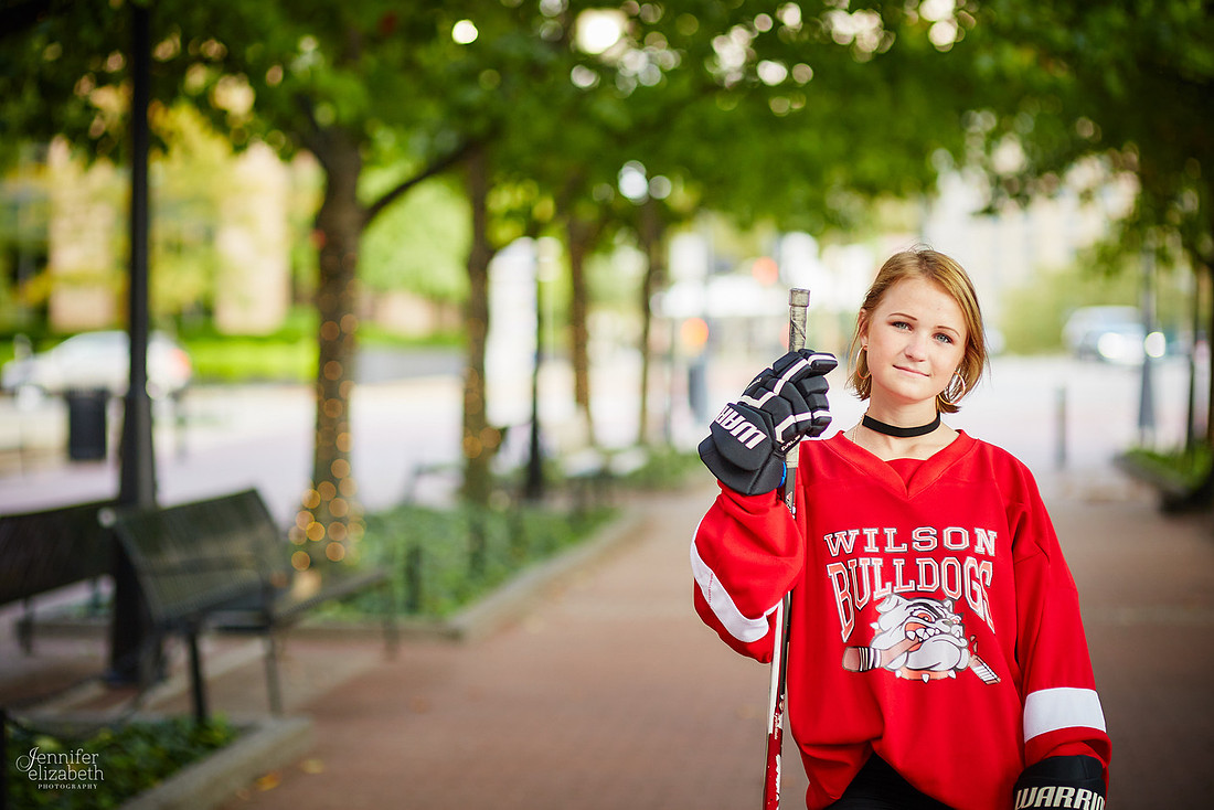 Katie: Senior Portrait Session in Old Worthington and at Nationwide Arena
