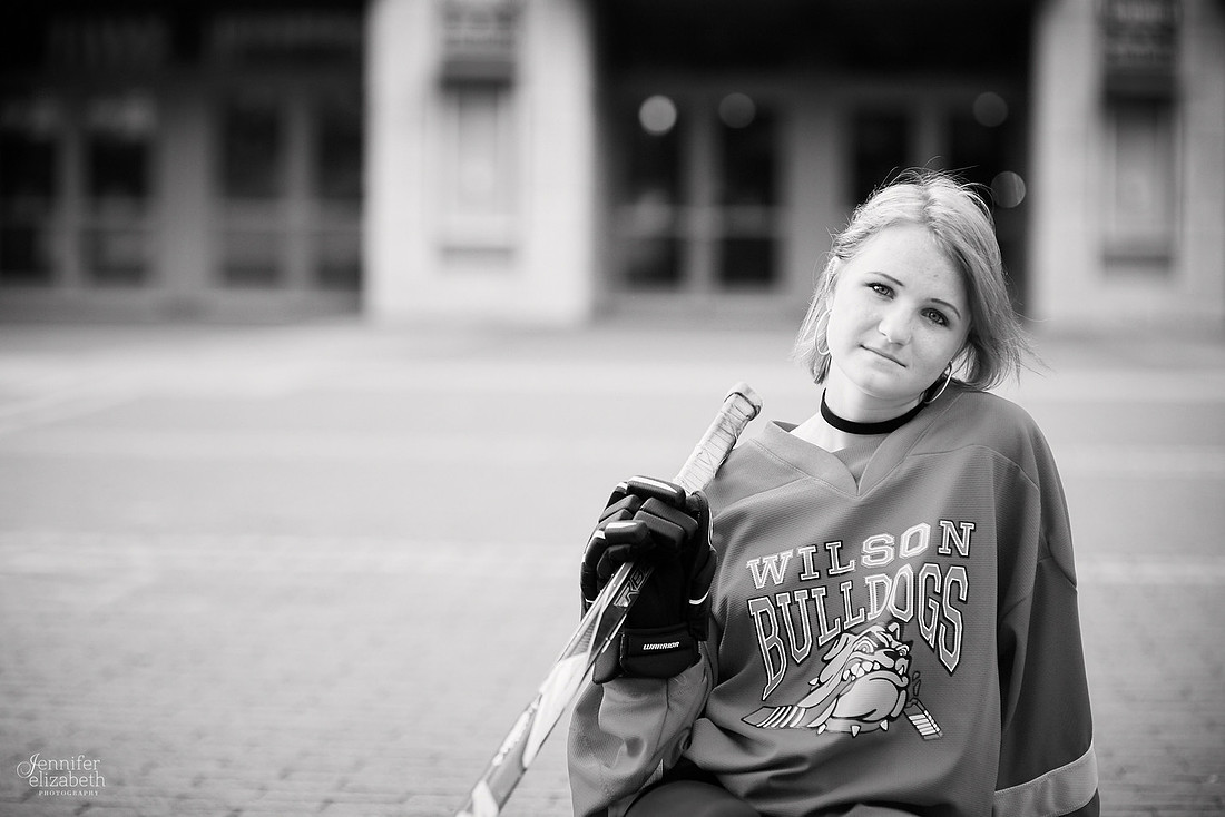Katie: Senior Portrait Session in Old Worthington and at Nationwide Arena