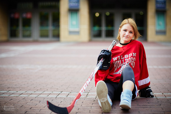 Katie: Senior Portrait Session in Old Worthington and at Nationwide Arena