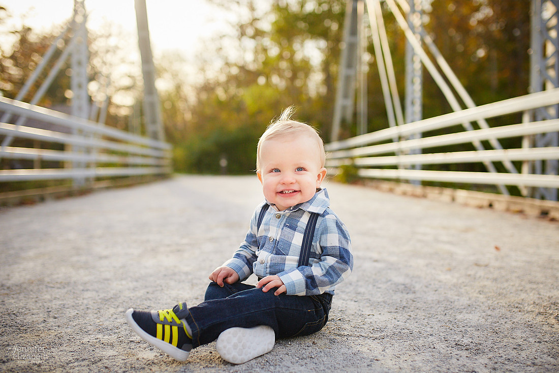 Jaxson: First Birthday Portrait Session at Station Road Bridge in Brecksville