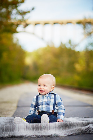 Jaxson: First Birthday Portrait Session at Station Road Bridge in Brecksville