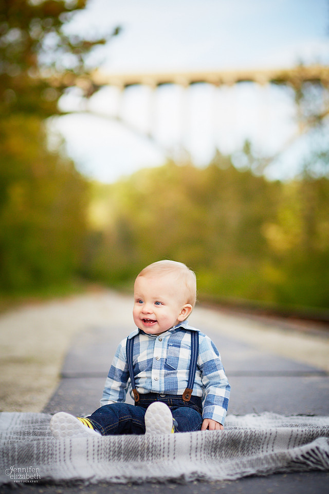 Jaxson: First Birthday Portrait Session at Station Road Bridge in Brecksville