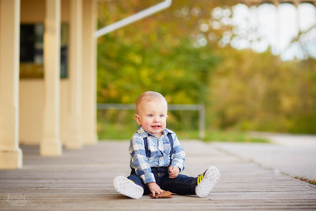Jaxson: First Birthday Portrait Session at Station Road Bridge in Brecksville