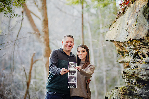 Gina & Allen: Baby Announcement at Henry Church Rock in the South Chagrin Reservation