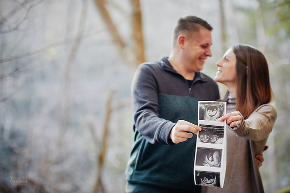 Gina & Allen: Baby Announcement at Henry Church Rock in the South Chagrin Reservation