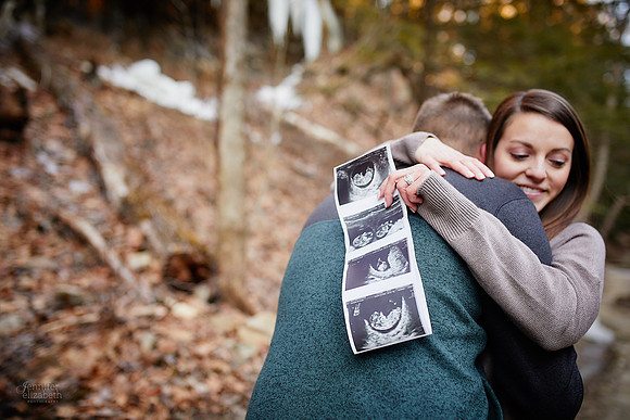 Gina & Allen: Baby Announcement at Henry Church Rock in the South Chagrin Reservation