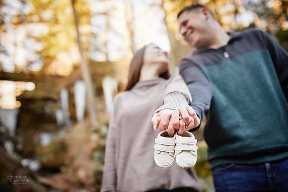 Gina & Allen: Baby Announcement at Henry Church Rock in the South Chagrin Reservation