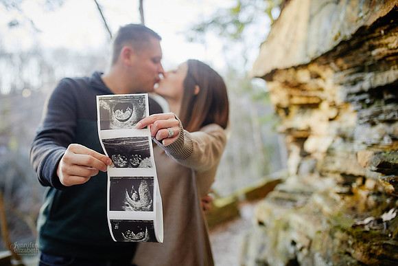 Gina & Allen: Baby Announcement at Henry Church Rock in the South Chagrin Reservation